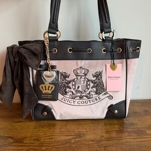 New Juicy Couture Classic Scottie Dogs Daydreamer Tote Shoulder Bag Dusty Pink
